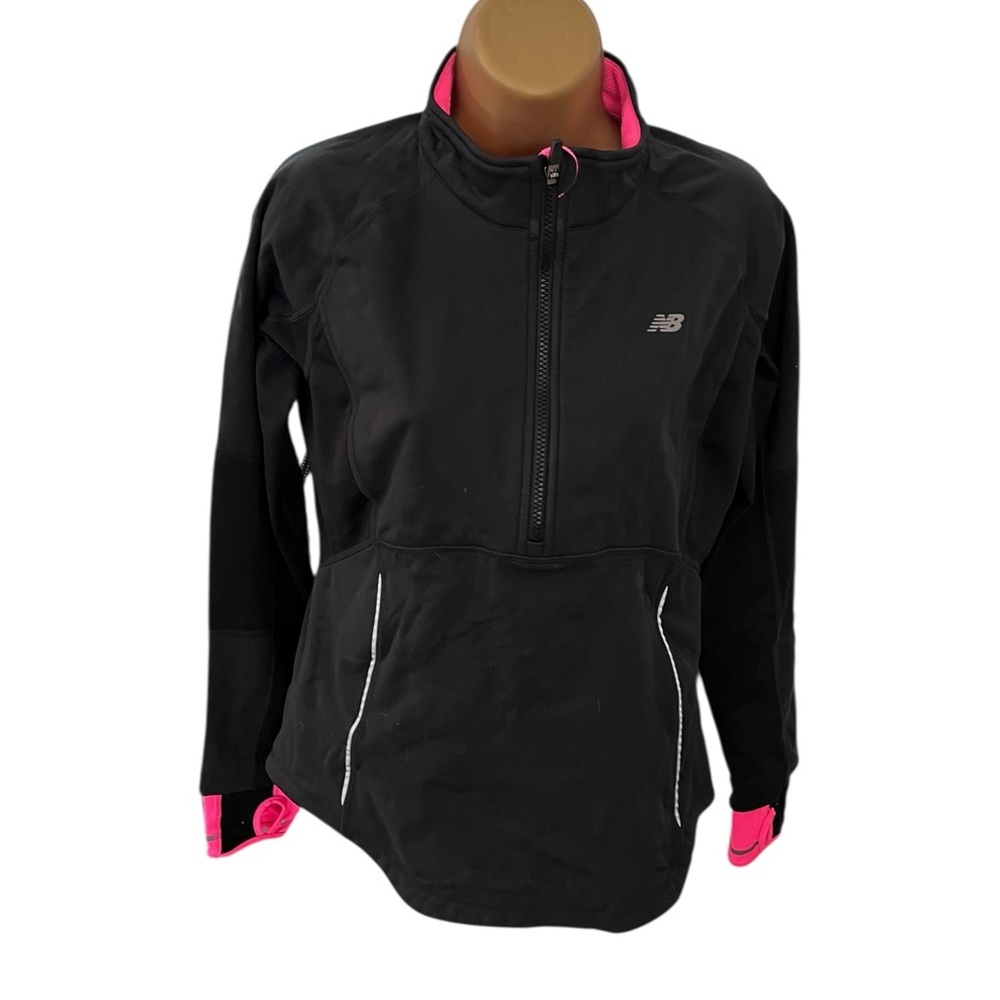 New Balance NBx Jacket Half Zip Fleece Lined Black Pink M WRT7308